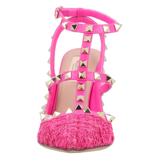 Valentino Caged 100 Tweed & Leren Pump Roze - Image 5
