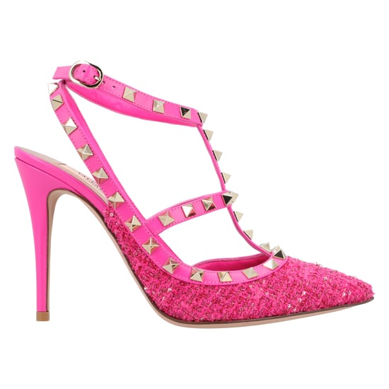Valentino Caged 100 Tweed & Leren Pump Roze - Image 6