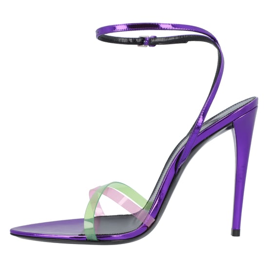 Saint Laurent Gippy Patentleren en Plexi Sandalen Paars - Image 2