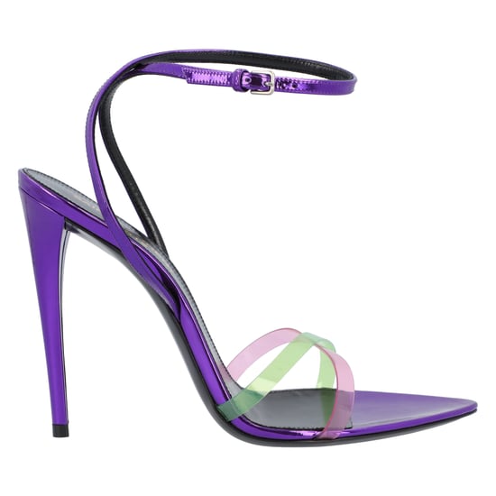 Saint Laurent Gippy Patentleren en Plexi Sandalen Paars - Image 6