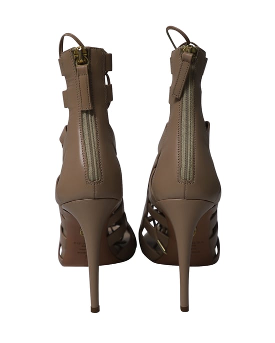 Aquazzura Lace-Up Amazon 105 Sandals in Nude Calfskin Leather - Image 4