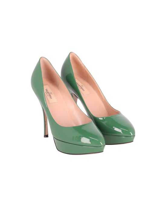 Valentino Platform Hakken in Groen Patentleer - Image 3