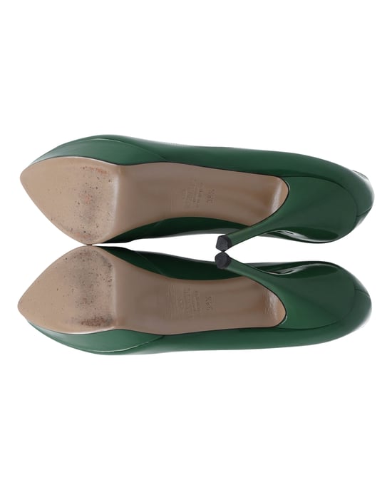 Valentino Platform Hakken in Groen Patentleer - Image 6