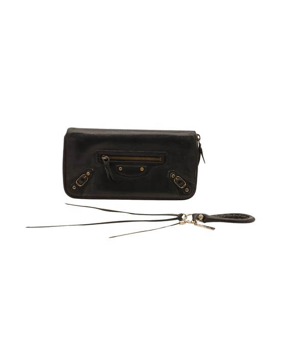 Balenciaga Companion Long Zip-Up Wallet in Black Calfskin Leather - Image 1