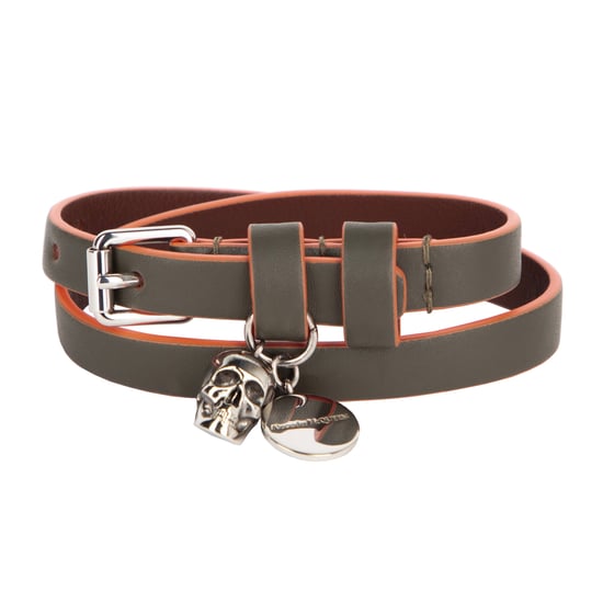 Alexander McQueen Heren Graffiti Skull Leren Wrap Armband in groen - Image 4