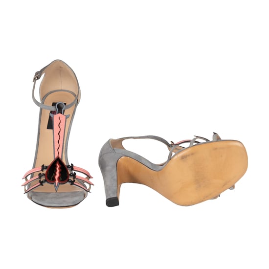 Valentino Love Blade T-band Sandalen In Grijs Suède - '10s - Image 4