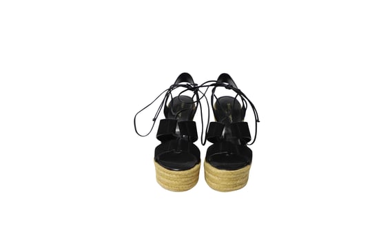 Saint Laurent Espadrille Platform Wedges in Black Suede - Image 2