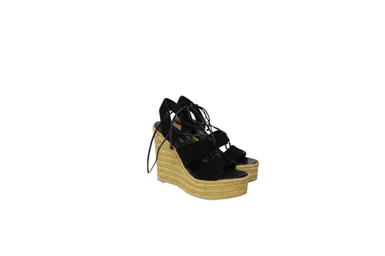 Saint Laurent Espadrille Platform Wedges in Black Suede - Image 3