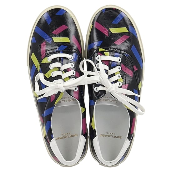 Saint Laurent Gedrukte Lage Sneakers in Zwart Leer - Image 3