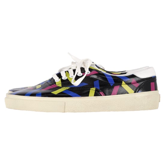 Saint Laurent Gedrukte Lage Sneakers in Zwart Leer - Image 4