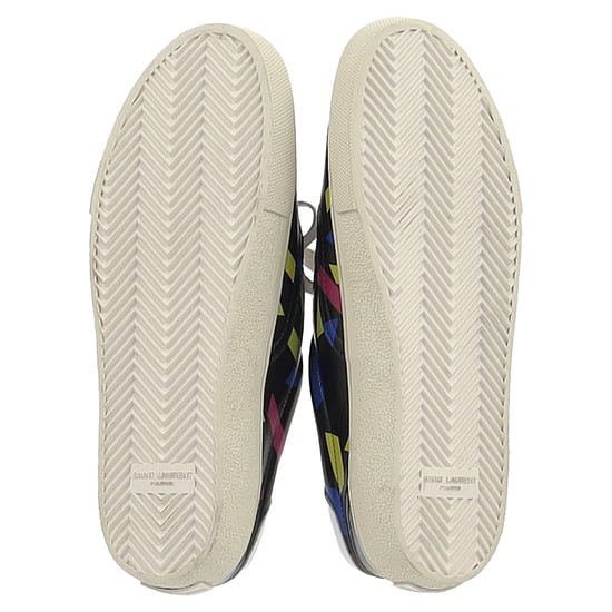 Saint Laurent Gedrukte Lage Sneakers in Zwart Leer - Image 6