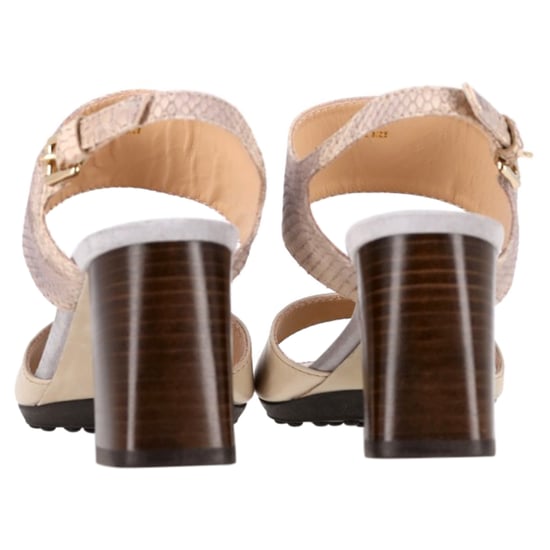 Tod's Sandalenhakken van Crèmekleurig Leer met Slangenhuidprint - Image 5