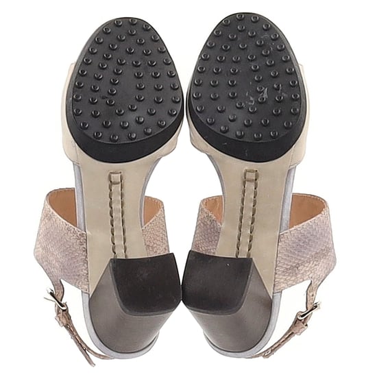 Tod's Sandalenhakken van Crèmekleurig Leer met Slangenhuidprint - Image 6