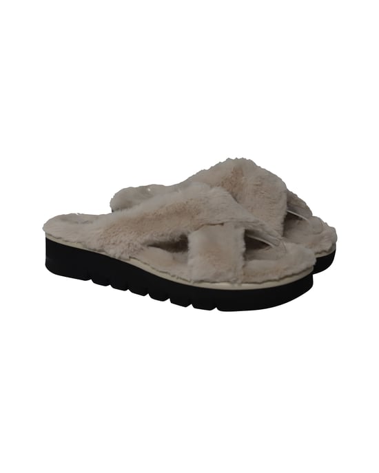 Stuart Weitzman Roza Lift Slides Sandalen in Crème Nepp Console - Image 3