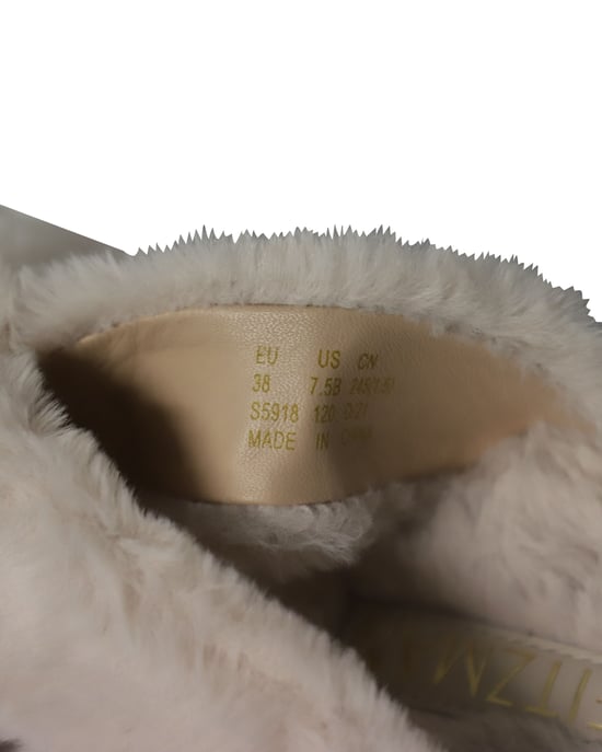 Stuart Weitzman Roza Lift Slides Sandalen in Crème Nepp Console - Image 6