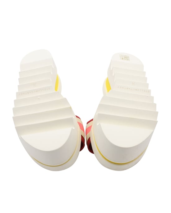 Stella Mccartney Color Block Platform Slides in White Faux Leather - Image 5