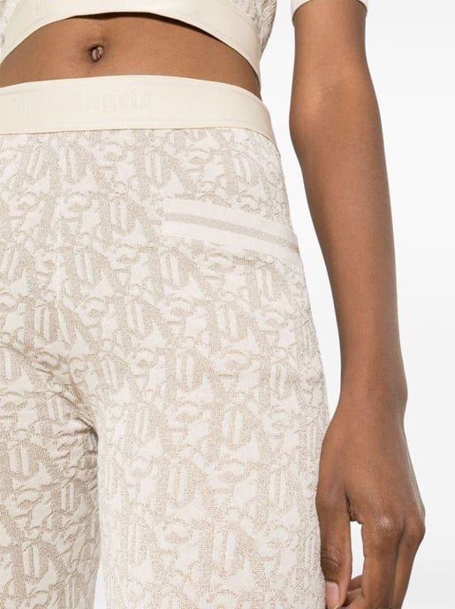 Palm Angels Monogram Jacquard Gebreide Broek Beige - Image 3