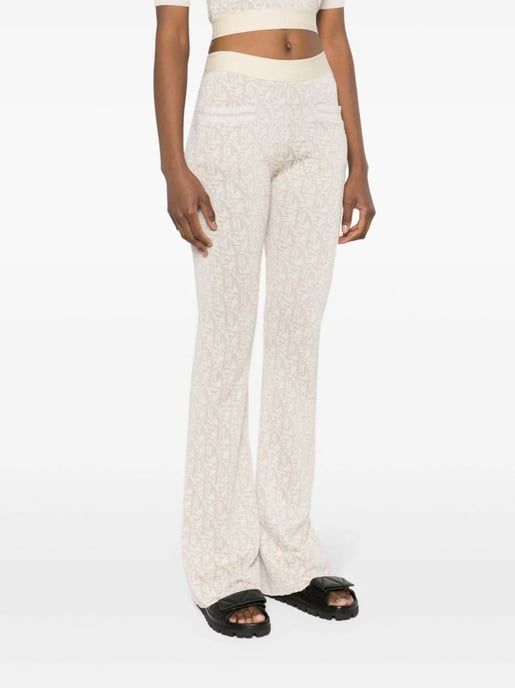Palm Angels Monogram Jacquard Gebreide Broek Beige - Image 4