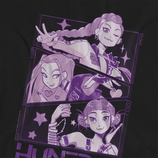 K-Pop Demon Hunters Dames/Dames Huntr/X Panel T-shirt (Zwart) - Image 3
