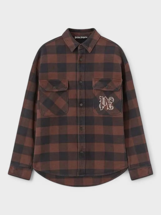 Palm Angels Ruitpatroon Overshirt 'Bruin/Off White' - Image 1