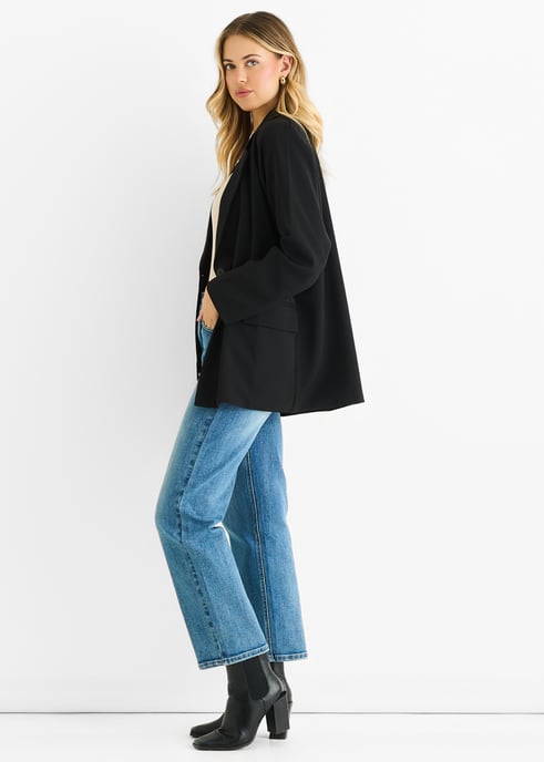 Zwarte oversized gedrapeerde blazer - Image 3