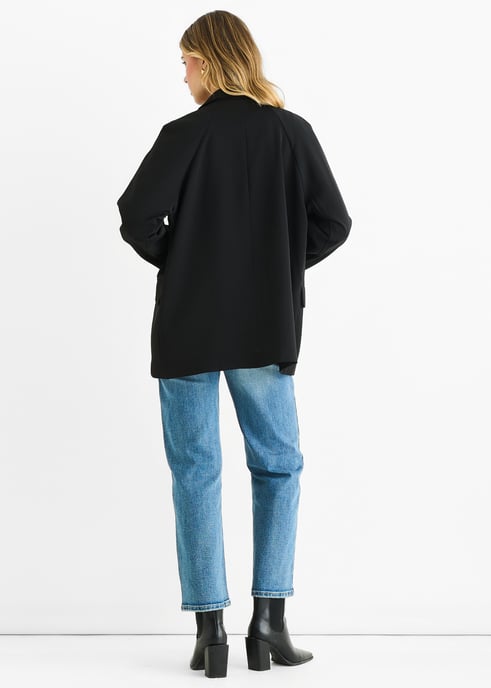 Zwarte oversized gedrapeerde blazer - Image 4