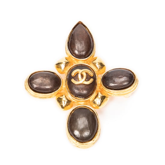 CC Stone Cross Brooch Broche - Image 1