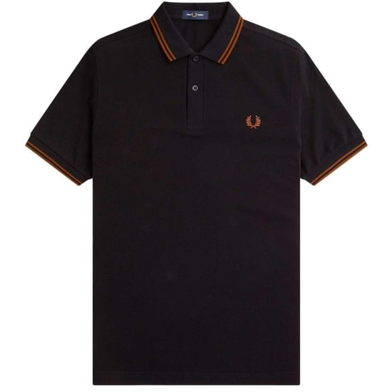 Fred Perry Whisky Brown Twin Tipped Collar Zwart Poloshirt - Image 1