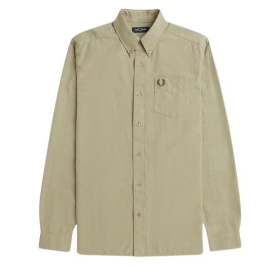 Fred Perry Lang Mouw Warm Grijs Oxford Overhemd - Image 1