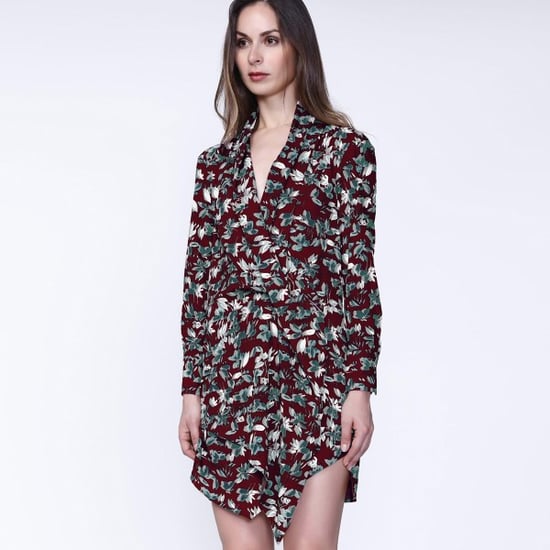 Kort drape -effectjurk met bladafdruk - Image 1