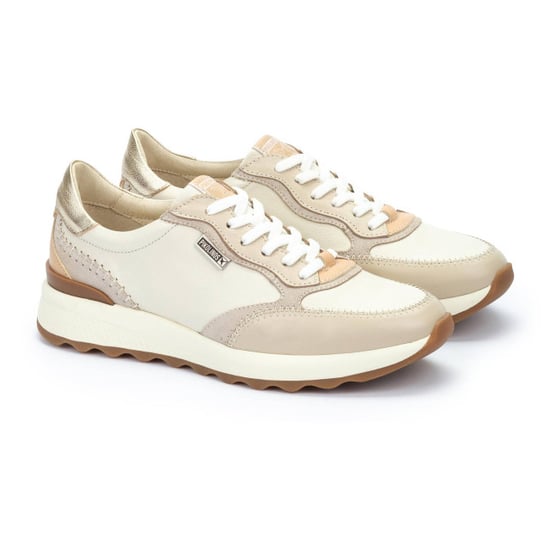Pikolinos Dames Beige Leren Veterschoenen Sneakers - Arrecife - Image 6