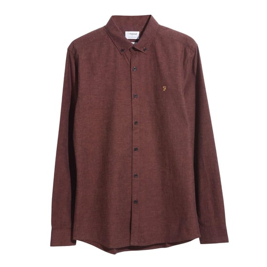 Farah Heren Steen Lange Mouwen Shirt (Bruin) - Image 1