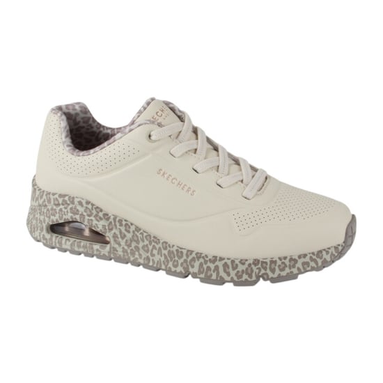 Skechers Uno Safari Time Polyurethaan Dames Witte/Leopard Sneakers - Image 1