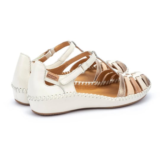 Pikolinos Dames Bruine Crème Leren Gevoerde Sleehak Sandalen - P-Vallarta - Image 2
