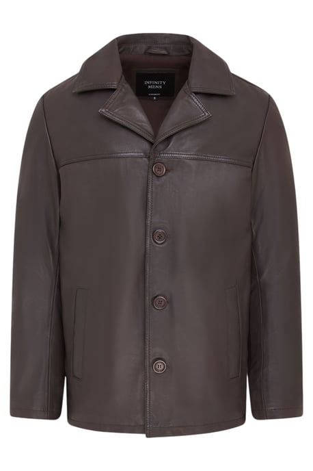 Heren bruin Italiaans leren blazerjack met 4 knopen - Loxton - Image 1