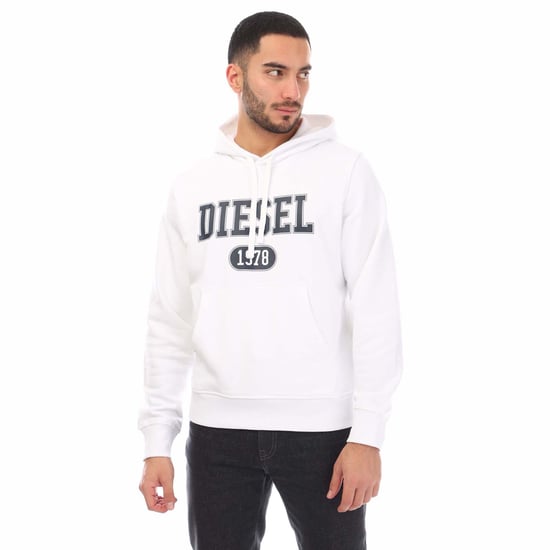 Heren Diesel S-Ginn 1-B Hoodie in Wit - Image 1