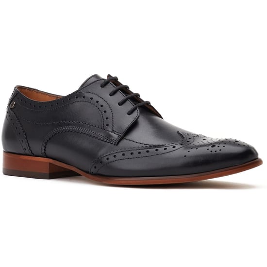 Base London Barbera Excel Leren Heren Zwarte Brogues Schoenen - Image 1