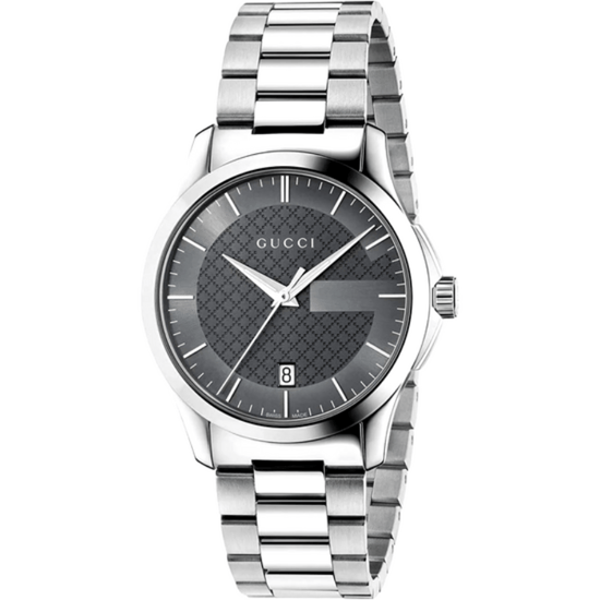 Gucci G-Timeless YA126441 Unisex Horloge met Grijze Wijzerplaat en Zilveren Armband - Image 1