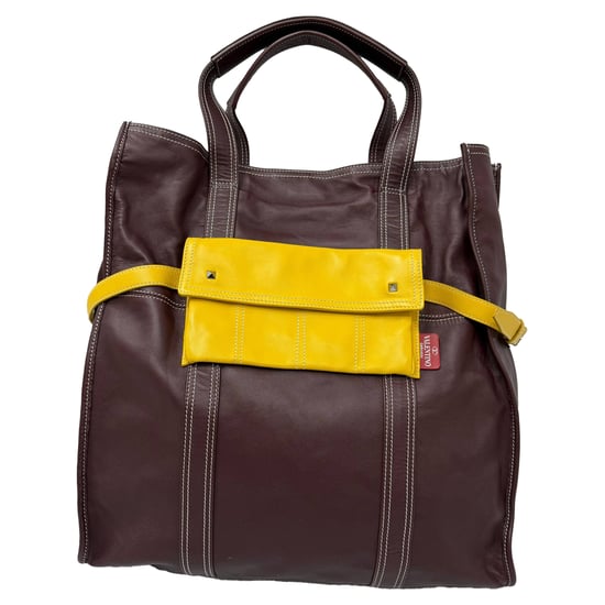 Valentino Garavani Kleurverloop Tote Bag in Bordeau en Gele Leer - Image 1