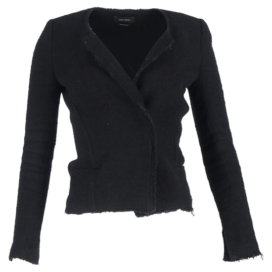 Isabel Marant Laurie Herringbone Blazer in Zwart Katoen Tweed - Image 1