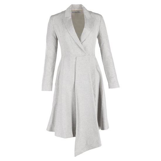 Christian Dior Asymmetrische Midi-Jurk Mantel in Grijze Wol - Image 1