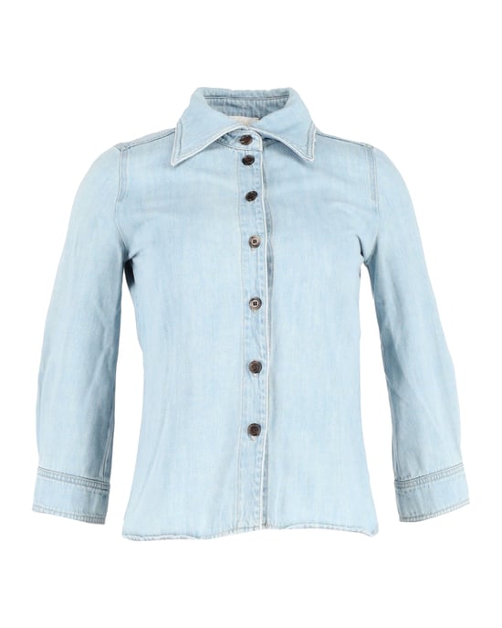 Chloe 3/4 Mouwen Blouse in Lichtblauw Denim - Image 1