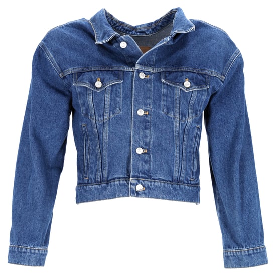 Balenciaga Geknoopte Cropped Jas in Blauwe Katoenen Denim - Image 1