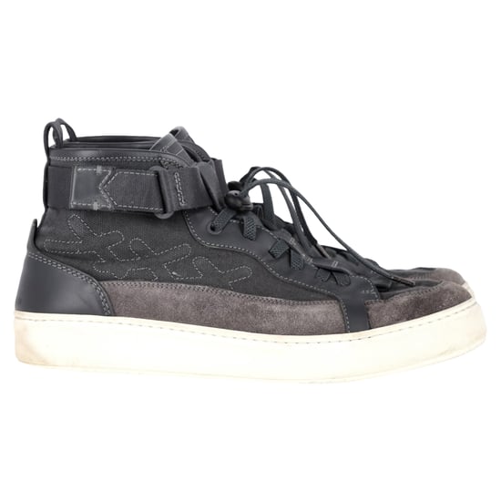 Ermenegildo Zegna Couture Hoge Sneakers van Zwart Canvas en Leer - Image 1