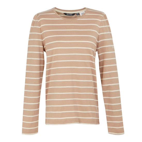 Regatta Dames/Dames Federica II Stripe T-shirt met lange mouwen (Warm Taupe/Licht Vanille) - Image 1