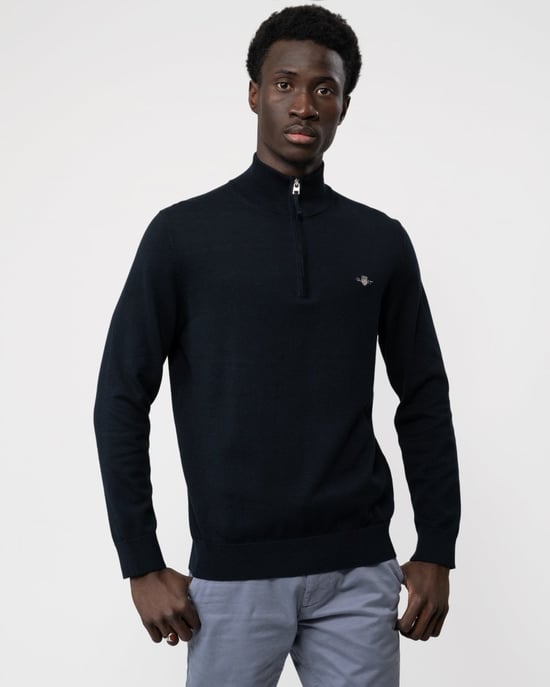 GANT Mens Classic Cotton Half zip Jumper - Image 1