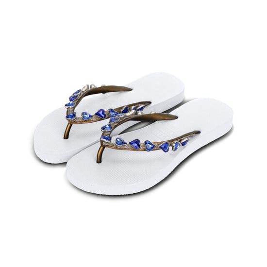 Hartvormige blauwe teenslippers wit - Image 2