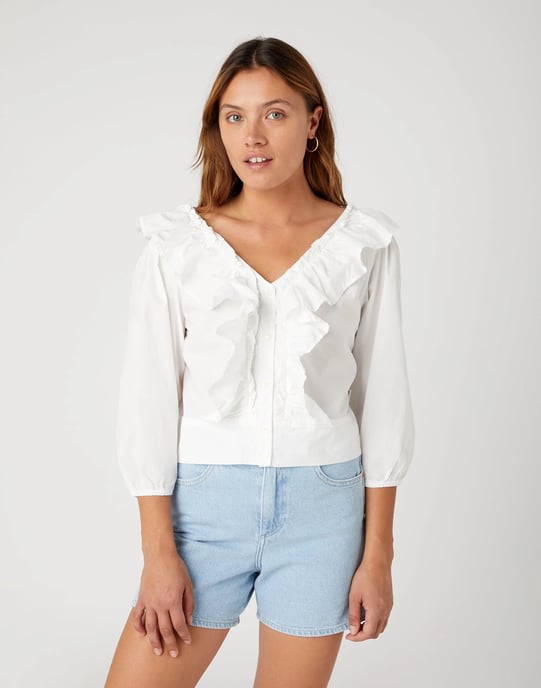 Wrangler - WESTERN FRILL BLOUSE WORN WHITE - Image 1