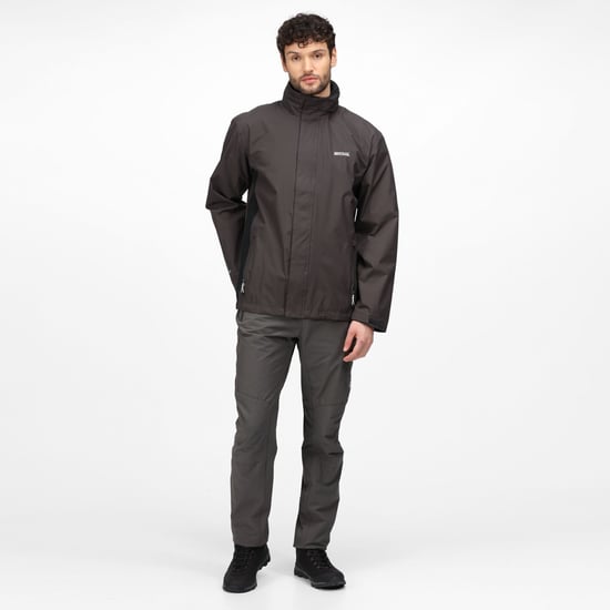 Regatta Great Outdoors Heren Outdoor Klassieke Matt Hooded Waterdichte Jas (Ash/Zwart) - Image 5