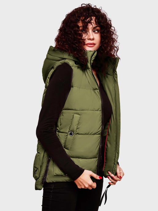 Marikoo dames gewatteerd vest – Zarinaa, licht met afneembare capuchon - Image 2